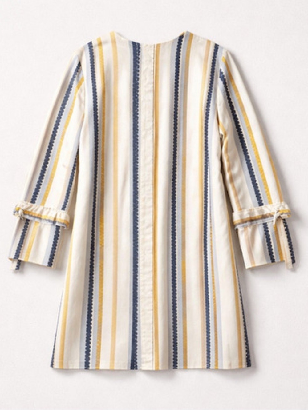 NWOT Victoria Beckham Yellow, Navy & Cream Striped A-Line Dress